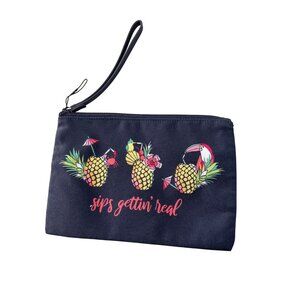 Vera Bradley Pineapple Print Wristlet Clutch Sips Gettin Real Toucan Party Navy